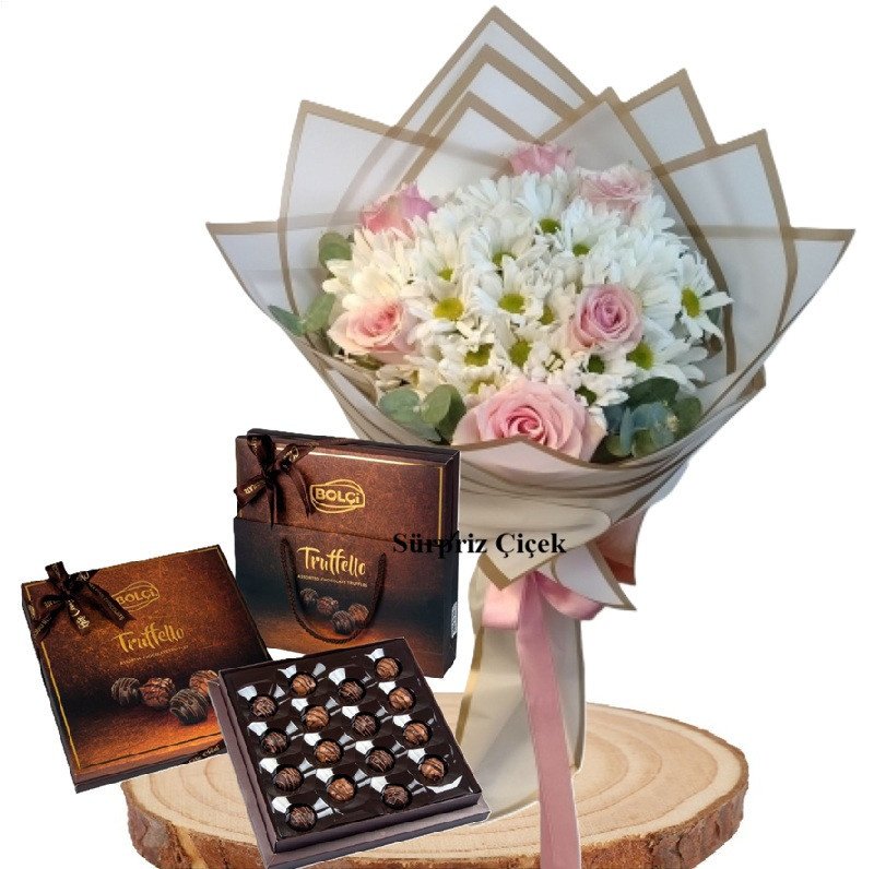  Truffello Çikolata & Papatya Buketi