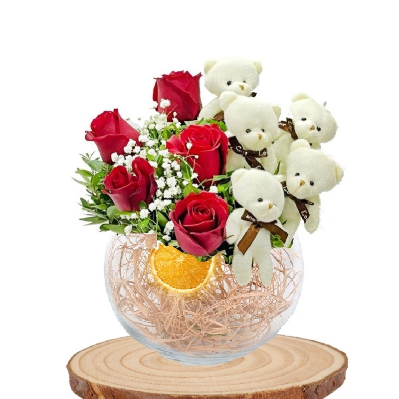 Fanus Vazoda Güller & Ayıcıklar